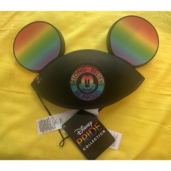 NWT Disney Parks Mickey Mouse “ Belong, Believe, Be Proud” LGBT Rainbow Hat Ears - Picture 1 of 1